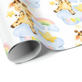 かわいいキリンとレインボー女の子の赤ちゃんシャワー ラッピングペーパー (ロールコーナー)