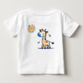 かわいいキリンと太陽の子供用Tシャツ ベビーTシャツ (裏面)