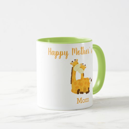 かわいいキリンと子牛の母の日 マグカップ (正面右)