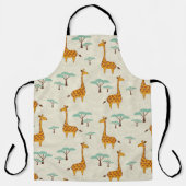 かわいいキリンと木の継ぎ目のない模様、ヴィン エプロン (正面)