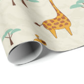 かわいいキリンと木の継ぎ目のない模様、ヴィン ラッピングペーパー (ロールコーナー)