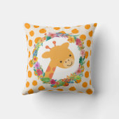 かわいいキリンと水彩フローラリース クッション (裏面)