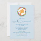 かわいいキリンと花の輪のベビーシャワー 招待状 (裏面)