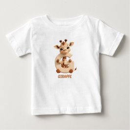 かわいいキリンとGの文字 キッズTシャツ | 動物アルファベット ベビーTシャツ