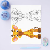 かわいいキリンぬりえページ チラシ (シングル)