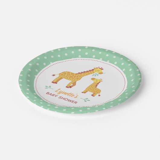 かわいいキリンのお母さんとベビーシャワーのパーティー用品 ペーパープレート (アングル)