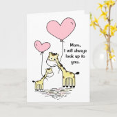 かわいいキリンのお母さんのデイカード カード (黄色い花)