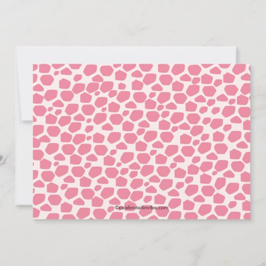 かわいいキリンのお母さん及び女の赤ちゃんのベビーシャワー 招待状 (裏面)