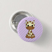 かわいいキリンのかわいいの漫画の紫色の子供ボタン 缶バッジ (正面&裏面)