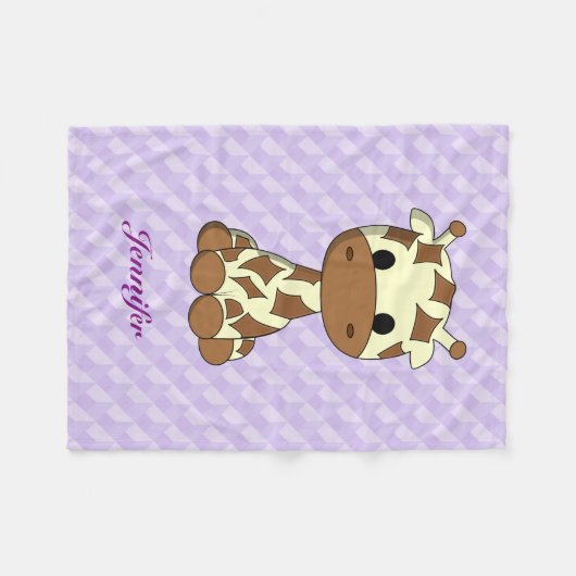 かわいいキリンのかわいいの漫画は名前をからかいます フリースブランケット (正面(横))