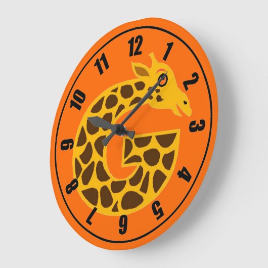 かわいいキリンのオレンジ色の時計 ラージ壁時計 (傾斜)