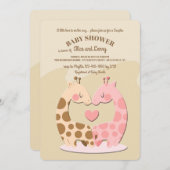 かわいいキリンのカップルのベビーシャワーの招待状 招待状 (正面/裏面)