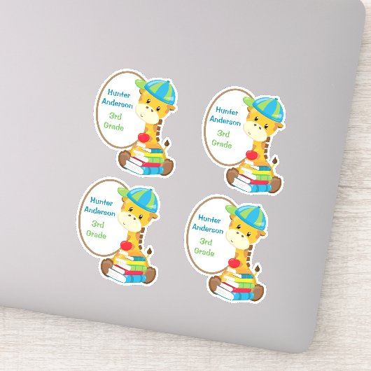 かわいいキリンのキッズブックコンター シール (詳細)