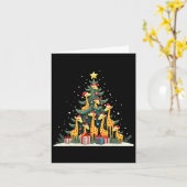 かわいいキリンのクリスマスツリーキリン愛好家クリスマスホー カード (黄色い花)