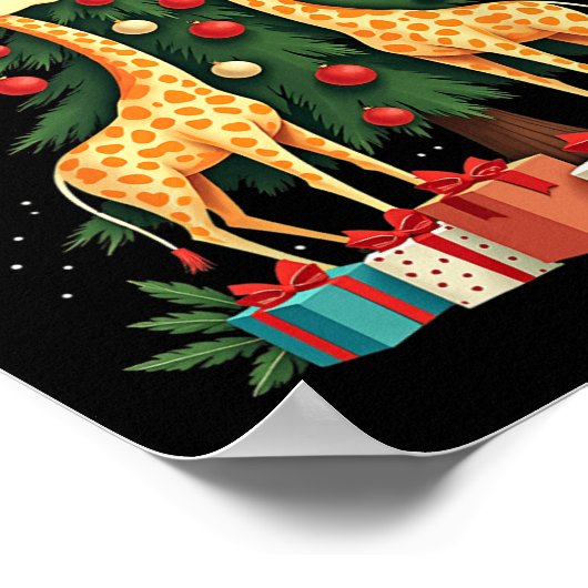 かわいいキリンのクリスマスツリーキリン愛好家クリスマスホー ポスター (角)