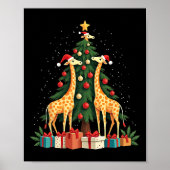 かわいいキリンのクリスマスツリーキリン愛好家クリスマスホー ポスター (正面)