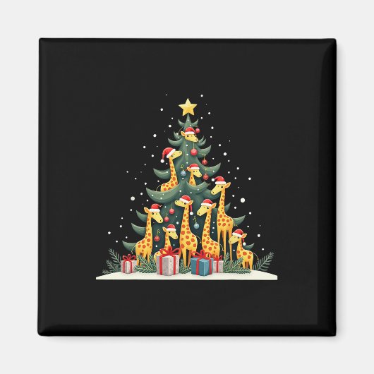 かわいいキリンのクリスマスツリーキリン愛好家クリスマスホー マグネット (正面)
