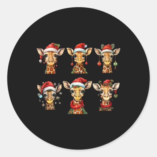 かわいいキリンのクリスマスツリーキリン愛好家クリスマスホー ラウンドシール (正面)