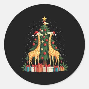 かわいいキリンのクリスマスツリーキリン愛好家クリスマスホー ラウンドシール