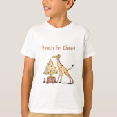 かわいいキリンのクリスマス - 手描きアート Tシャツ (正面)