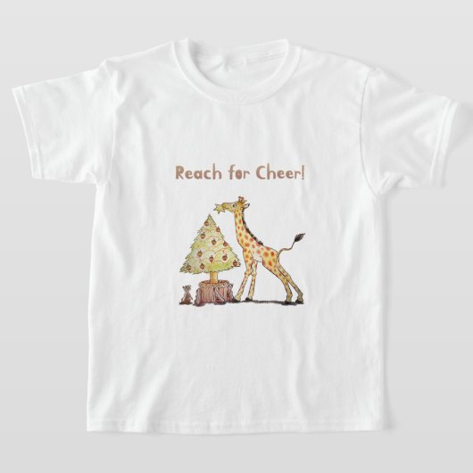 かわいいキリンのクリスマス - 手描きアート Tシャツ (レイダウン)
