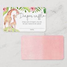 かわいいキリンのサファリの女の子おむつラッフルカード