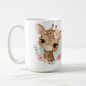かわいいキリンのジャングル動物誕生日ベイビーシャワー コーヒーマグカップ (左)