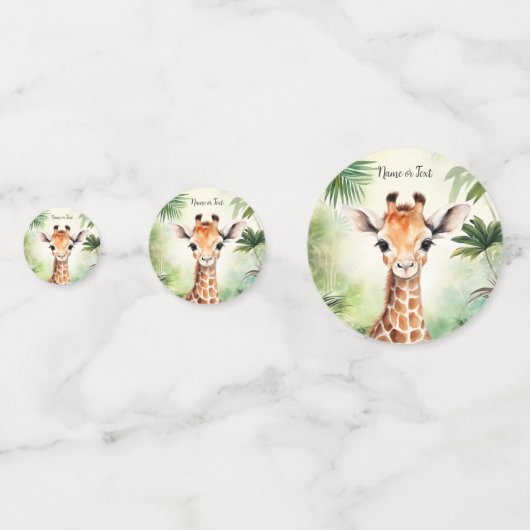 かわいいキリンのジャングル赤ちゃんシャワーパーティー美しい コンフェッティ (裏面)