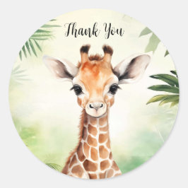かわいいキリンのジャングル赤ちゃんシャワーパーティー美しい ラウンドシール