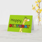 かわいいキリンのハッピーバースデー カード (黄色い花)