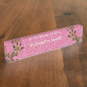 かわいいキリンのパーソナライズされた動物名 デスクネームプレート (側面)