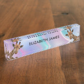 かわいいキリンのパーソナライズされた動物名 デスクネームプレート (側面)