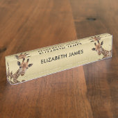 かわいいキリンのパーソナライズされた動物名 デスクネームプレート (側面)