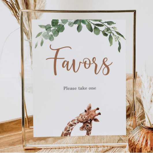 かわいいキリンのパーティーの好意のサイン ポスター