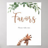 かわいいキリンのパーティーの好意のサイン ポスター (正面)