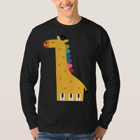 かわいいキリンのピアノ音楽 Tシャツ (正面)