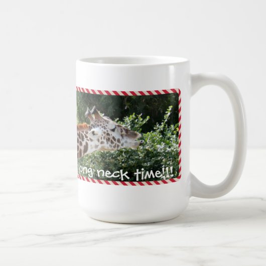 かわいいキリンのマグ、どこかの5pm、長い首の時間! コーヒーマグカップ (右)