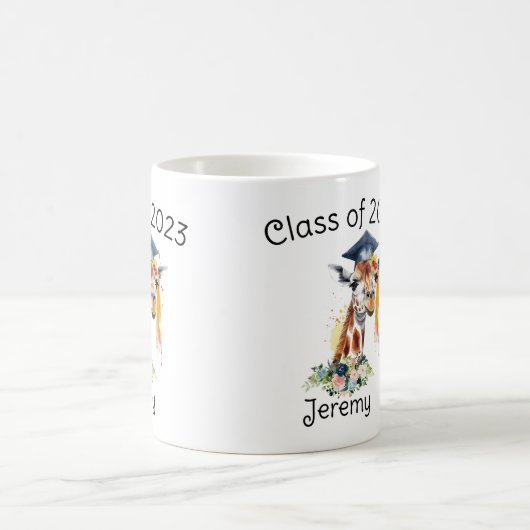 かわいいキリンの卒業祝い モーフィングマグカップ (中央)