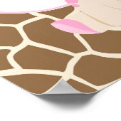 かわいいキリンの女の子ピンクの赤ちゃんシャワー ポスター (角)