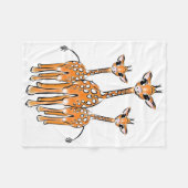 かわいいキリンの家族のスケッチサファリ動物 フリースブランケット (正面(横))