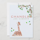 かわいいキリンの木パステル写真男の赤ちゃん 案内状 (正面)
