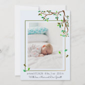 かわいいキリンの木パステル写真男の赤ちゃん 案内状 (裏面)
