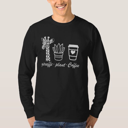 かわいいキリンの植物コーヒー Tシャツ (正面)