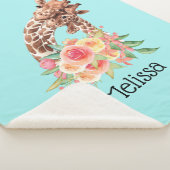 かわいいキリンの水の色ママ&ベビー シェルパブランケット (3/4)