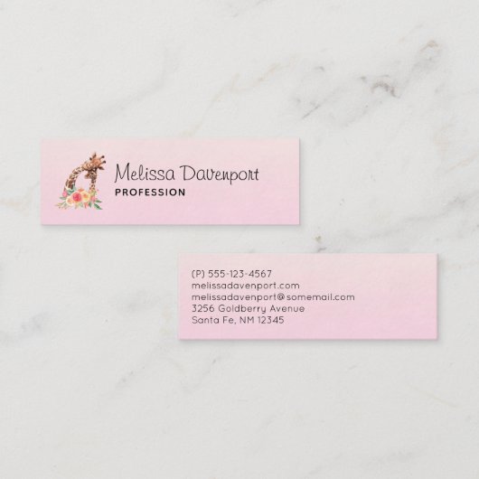 かわいいキリンの水の色ママ&ベビー スキニー名刺 (正面/裏面)