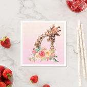 かわいいキリンの水の色ママ&ベビー スタンダードカクテルナプキン (インサイチュ)