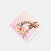 かわいいキリンの水の色ママ&ベビー スタンダードカクテルナプキン (角)