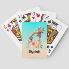 かわいいキリンの水の色ママ&ベビー トランプ