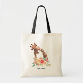 かわいいキリンの水の色ママ&ベビー トートバッグ (正面)