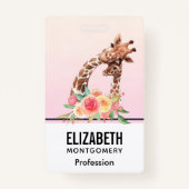 かわいいキリンの水の色ママ&ベビー バッジ (裏面)